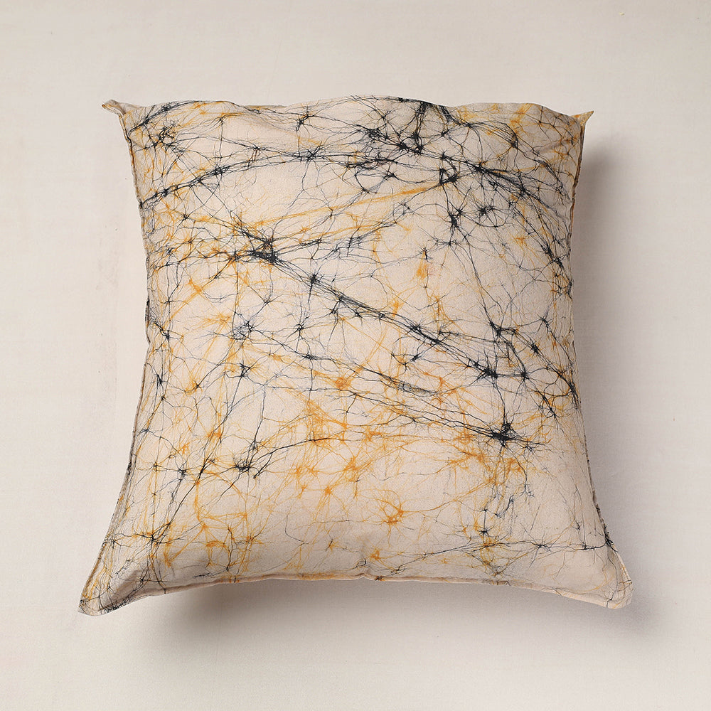 Beige - Hand Batik Printed Pure Cotton Cushion Cover (18 x 18 in)