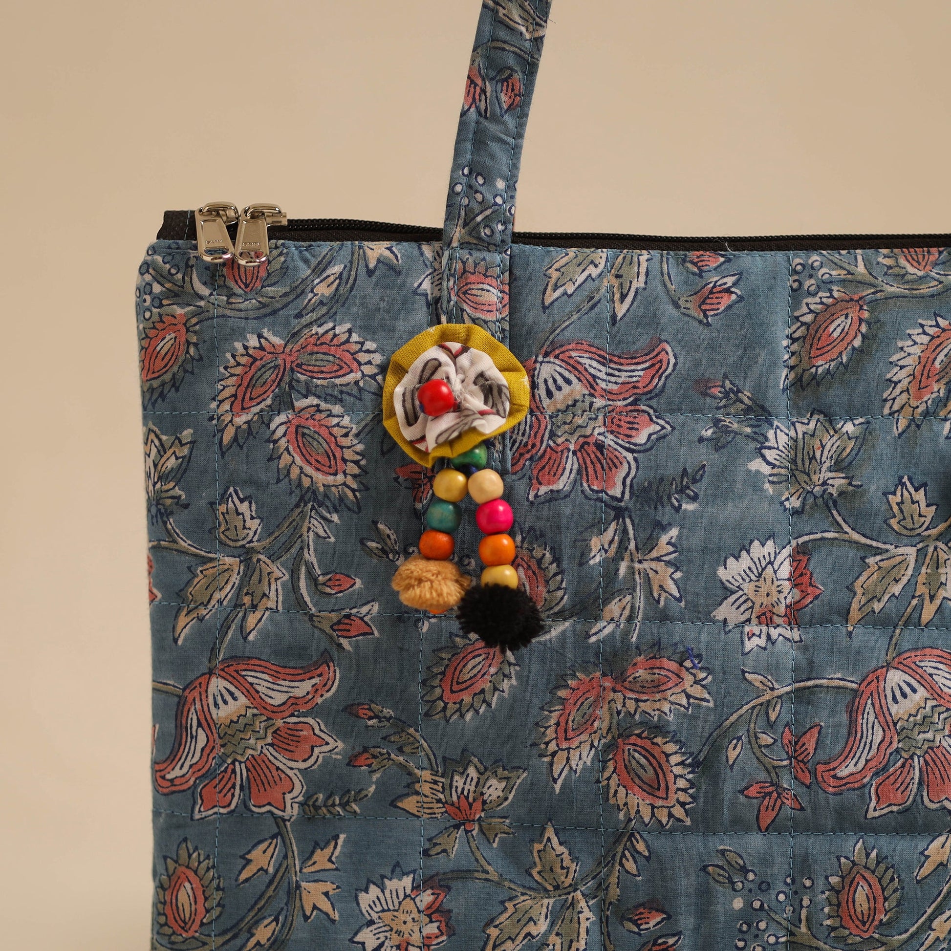 Blue - Handcrafted Quilted Cotton Hand Bag 21