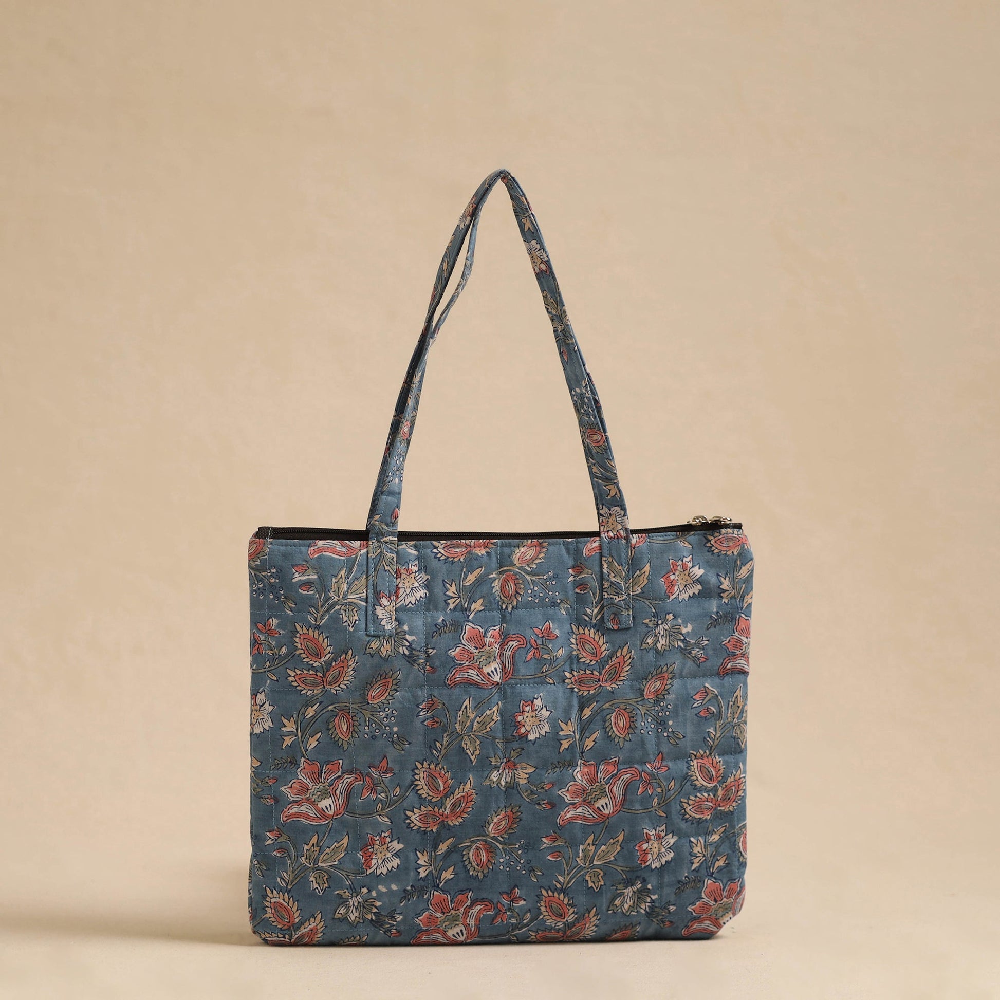Blue - Handcrafted Quilted Cotton Hand Bag 21