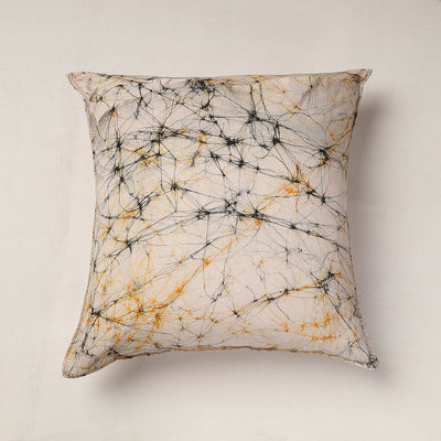 Beige - Hand Batik Printed Pure Cotton Cushion Cover (18 x 18 in)
