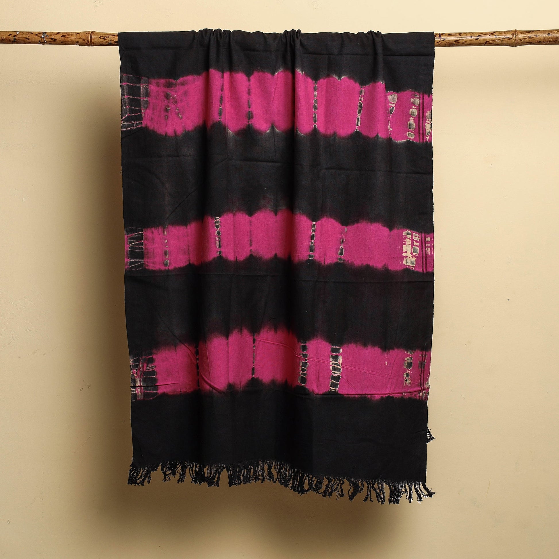 Black - Jhiri Handloom Shibori Tye-Dye Pure Cotton Towel