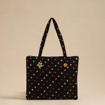 Black - Handcrafted Quilted Cotton Hand Bag 26