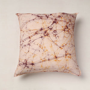 Beige - Hand Batik Printed Pure Cotton Cushion Cover (18 x 18 in)