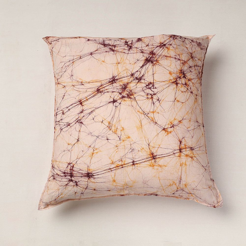 Beige - Hand Batik Printed Pure Cotton Cushion Cover (18 x 18 in)