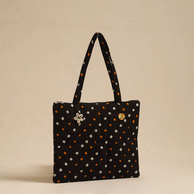 Black - Handcrafted Quilted Cotton Hand Bag 26