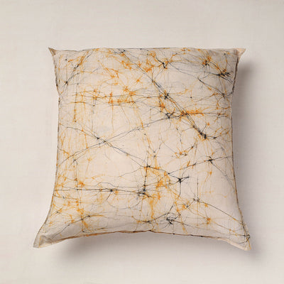 Beige - Hand Batik Printed Pure Cotton Cushion Cover (18 x 18 in)