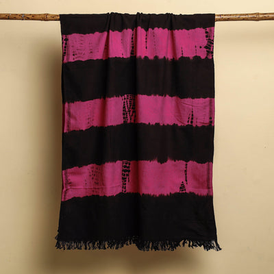 Black - Jhiri Handloom Shibori Tie-Dye Cotton Towel