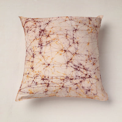 Beige - Hand Batik Printed Pure Cotton Cushion Cover (18 x 18 in)