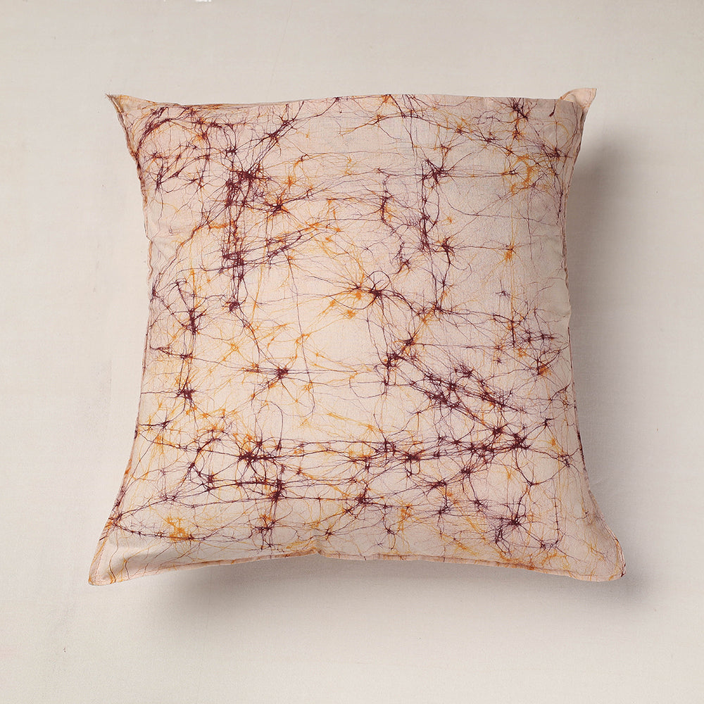 Beige - Hand Batik Printed Pure Cotton Cushion Cover (18 x 18 in)