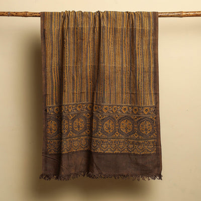 Brown - Block Print Cotton Ajrakh Handloom Towel