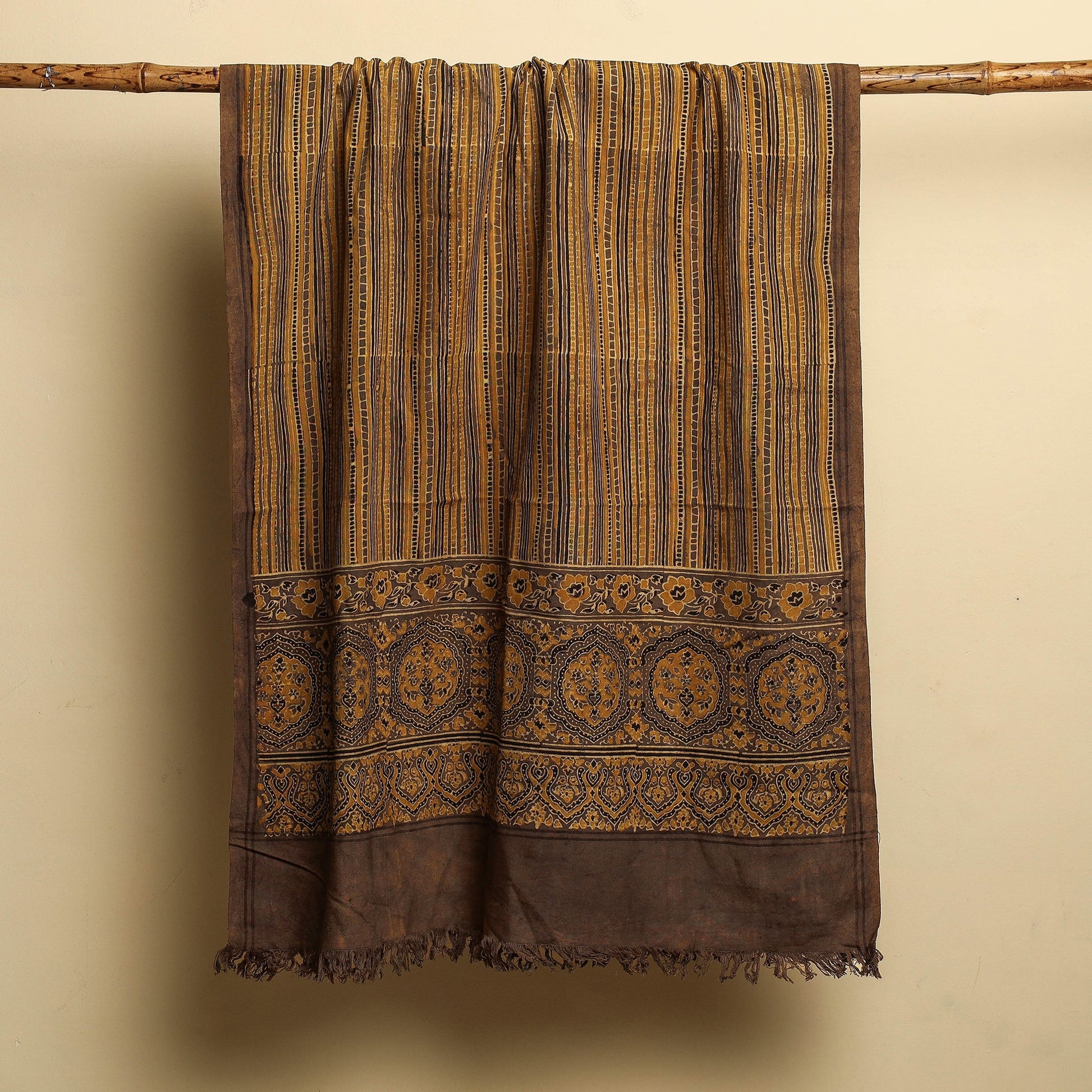 Brown - Block Print Cotton Ajrakh Handloom Towel