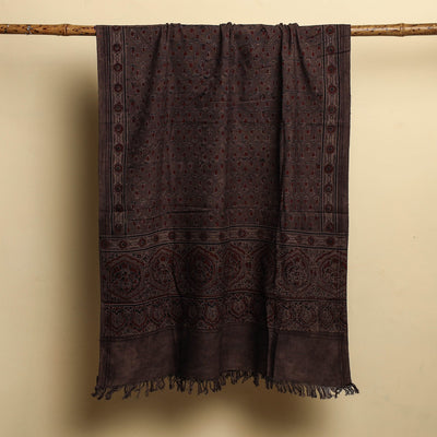 Brown - Block Print Cotton Ajrakh Handloom Towel