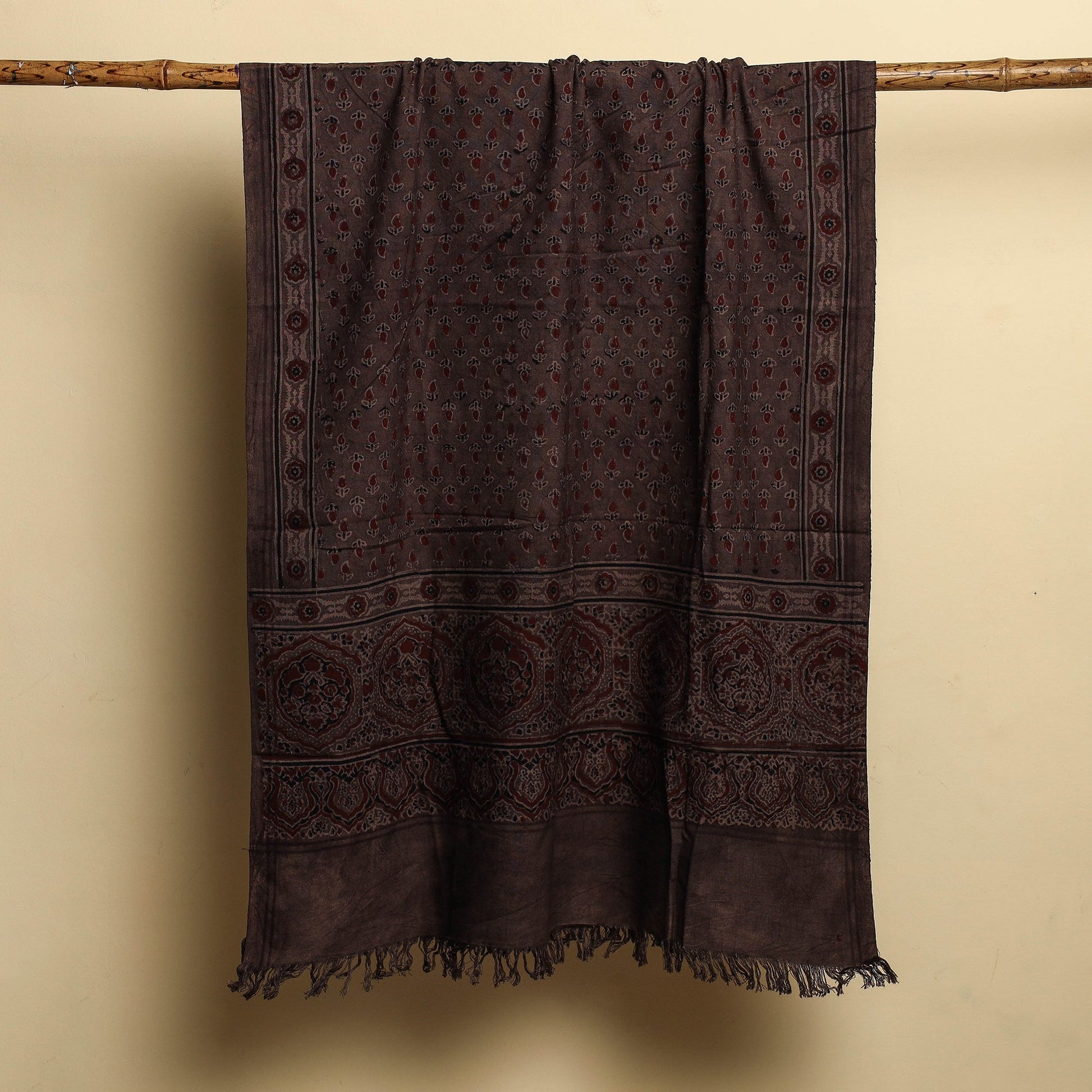 Brown - Block Print Cotton Ajrakh Handloom Towel