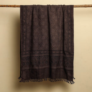 Brown - Block Print Cotton Ajrakh Handloom Towel