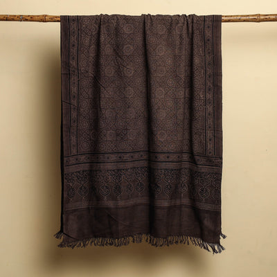 Brown - Block Print Cotton Ajrakh Handloom Towel
