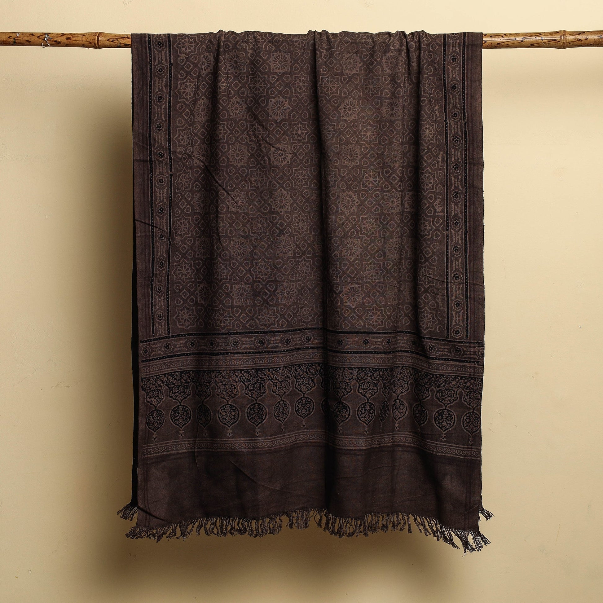 Brown - Block Print Cotton Ajrakh Handloom Towel