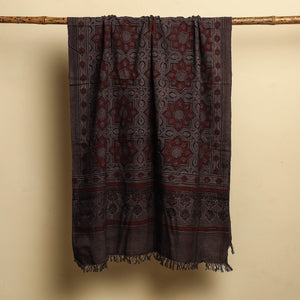 Brown - Block Print Cotton Ajrakh Handloom Towel