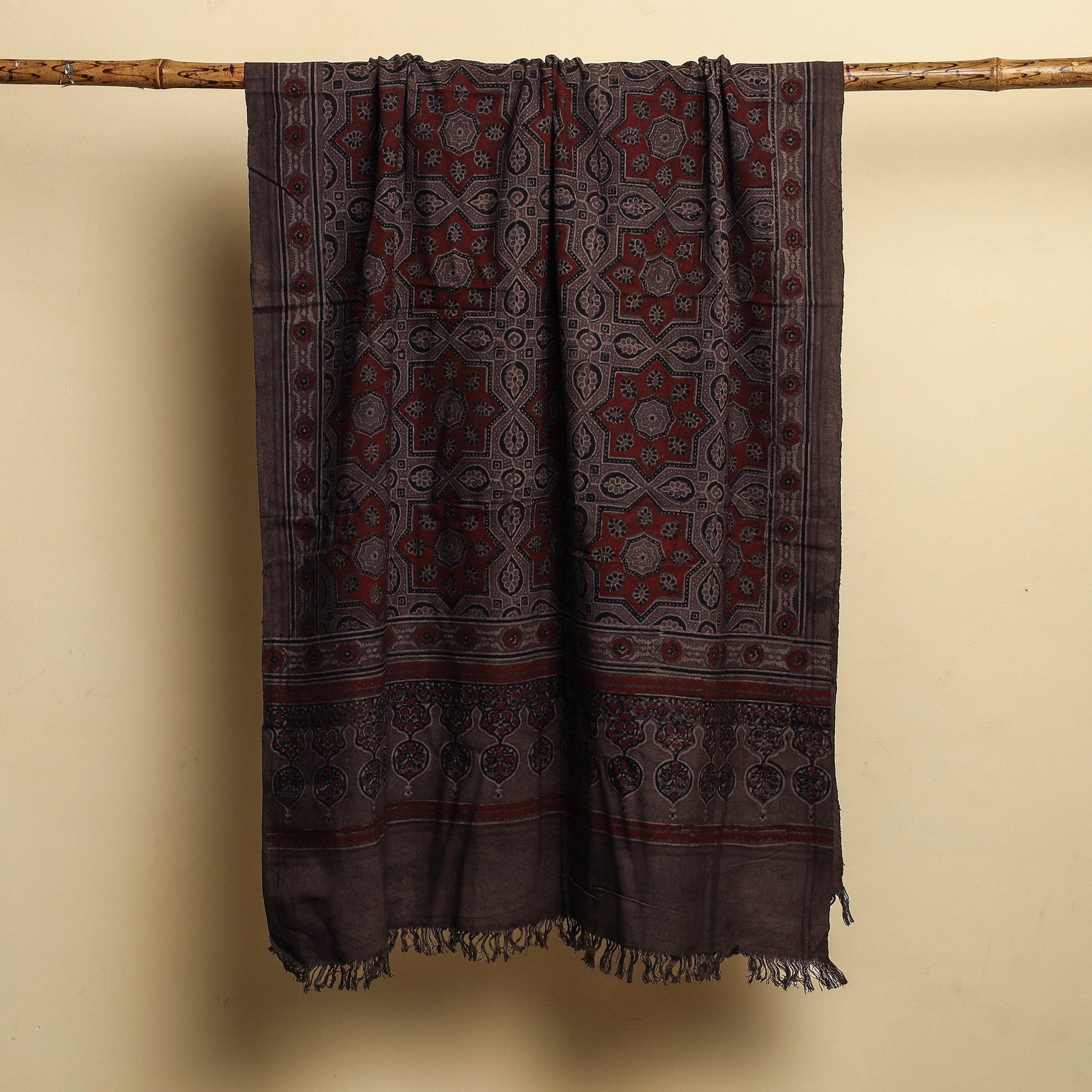 Brown - Block Print Cotton Ajrakh Handloom Towel