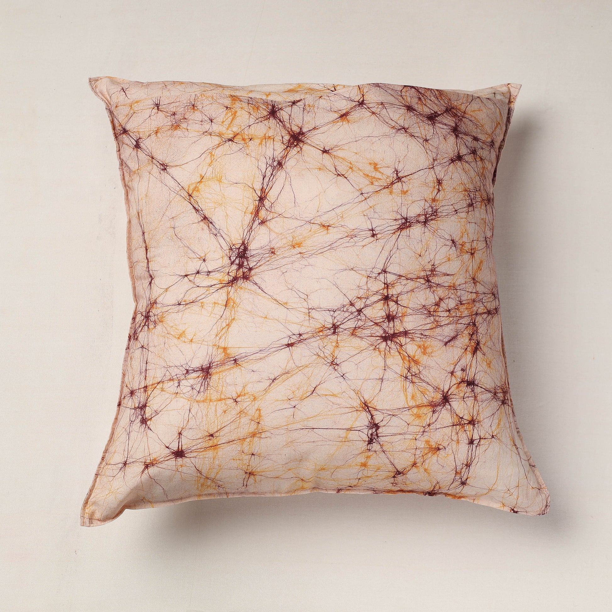 Beige - Hand Batik Printed Pure Cotton Cushion Cover (18 x 18 in)