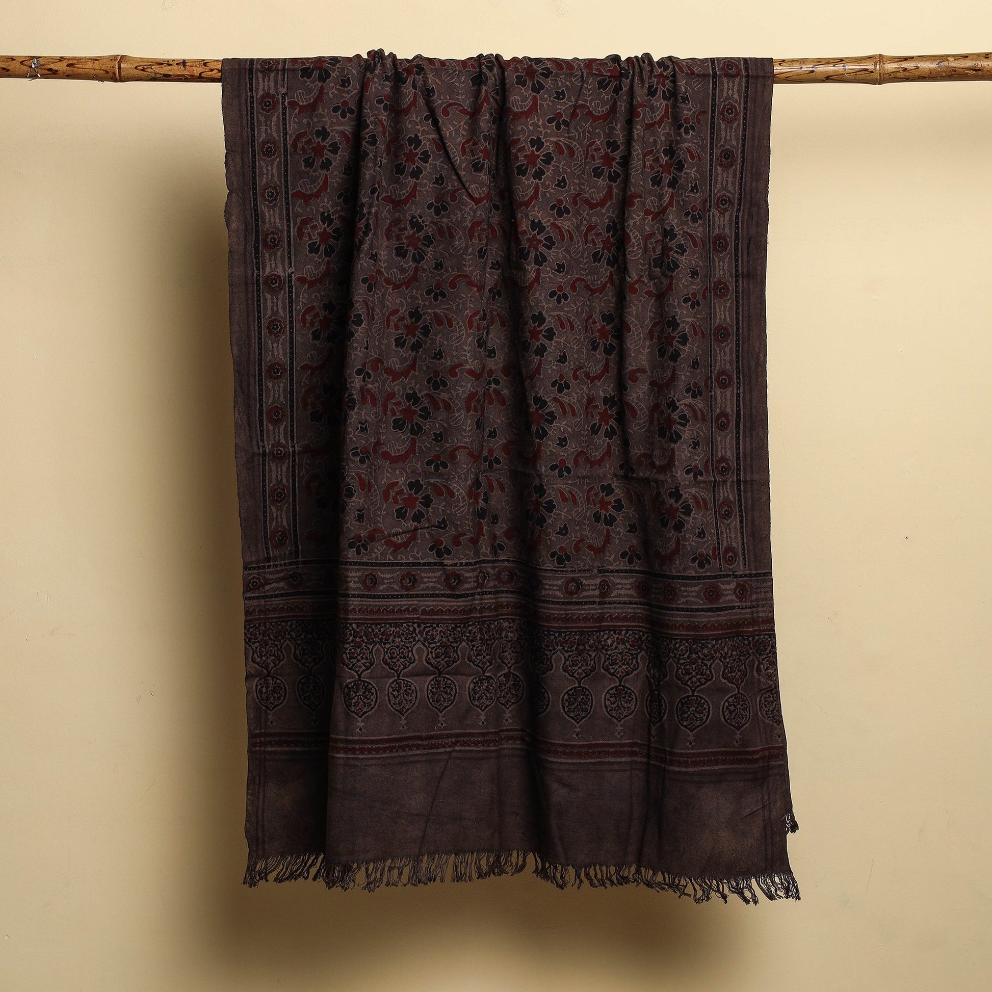 Brown - Block Print Cotton Ajrakh Handloom Towel