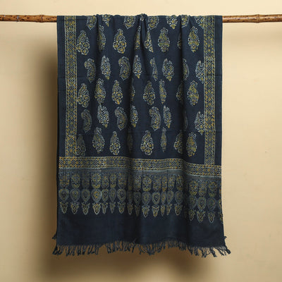 Blue - Block Print Cotton Ajrakh Handloom Towel