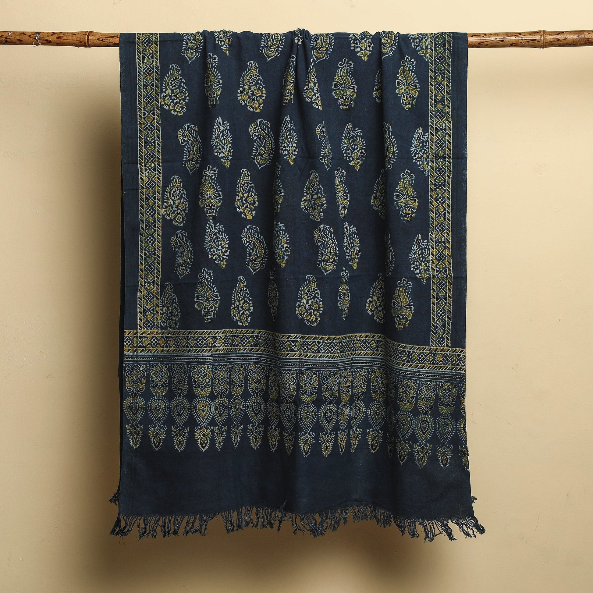 Blue - Block Print Cotton Ajrakh Handloom Towel