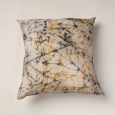 Beige - Hand Batik Printed Pure Cotton Cushion Cover (18 x 18 in)