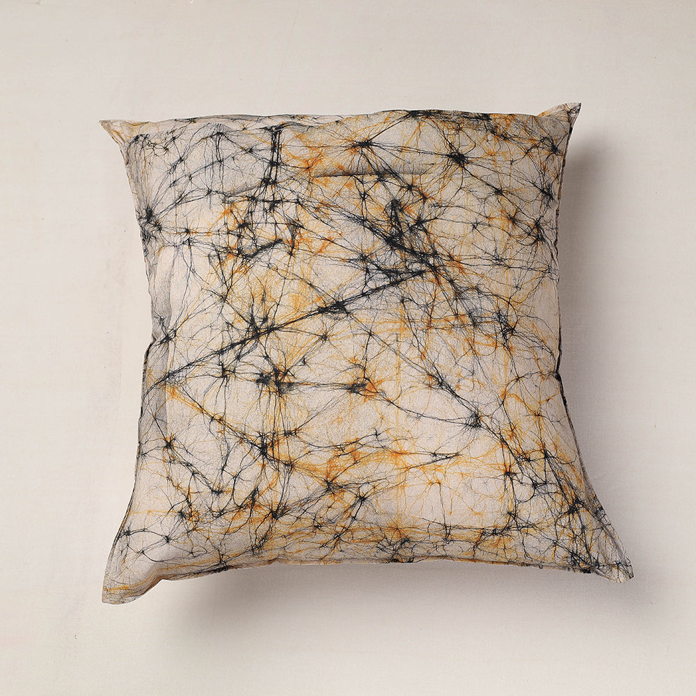 Beige - Hand Batik Printed Pure Cotton Cushion Cover (18 x 18 in)