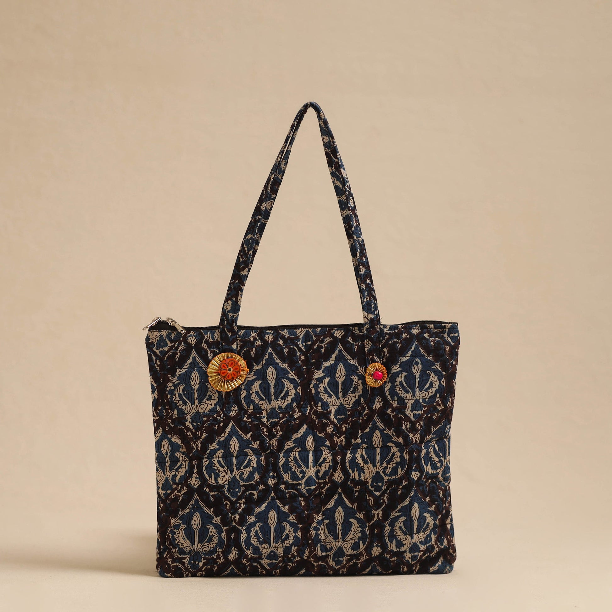 Black - Handcrafted Quilted Cotton Hand Bag 31