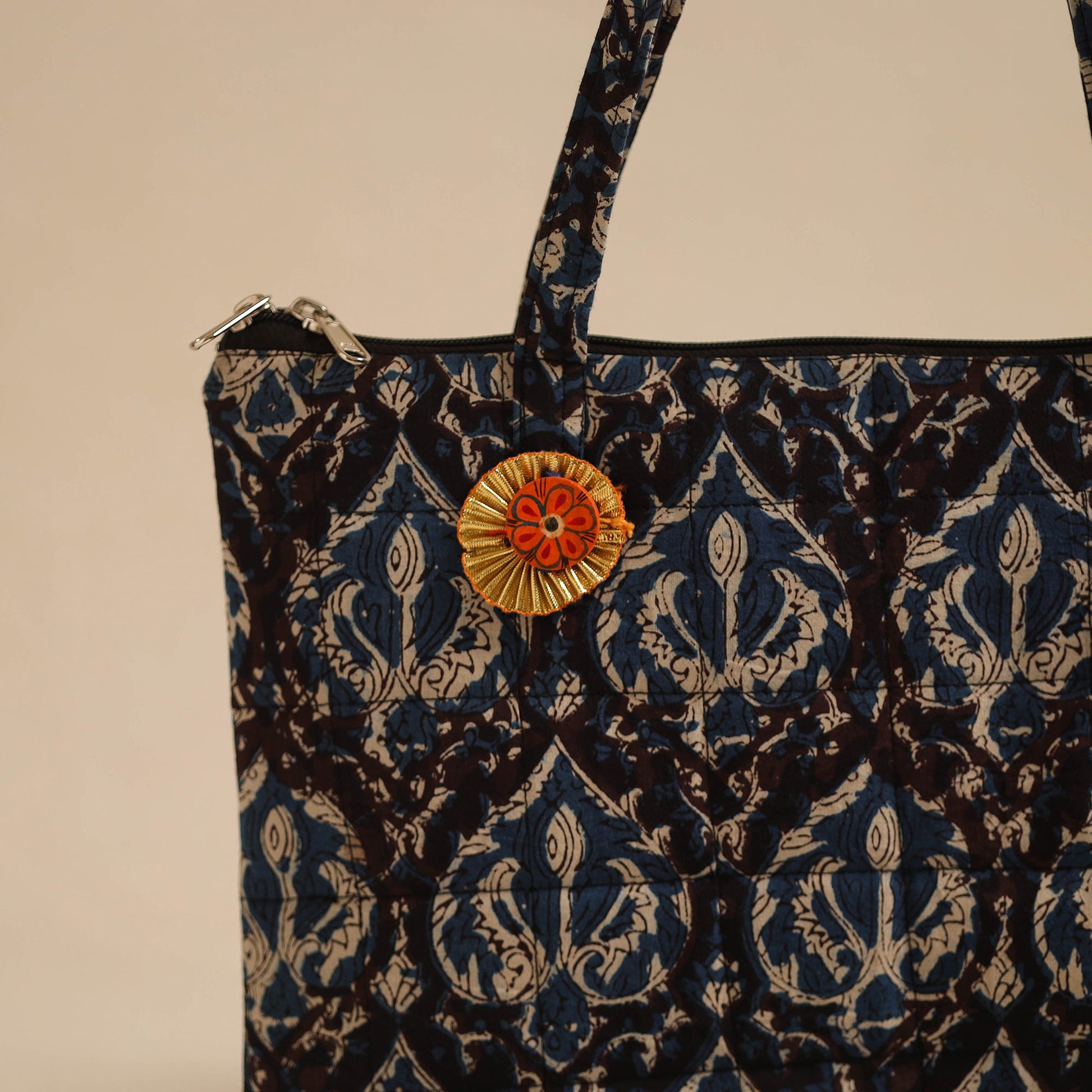 Black - Handcrafted Quilted Cotton Hand Bag 31