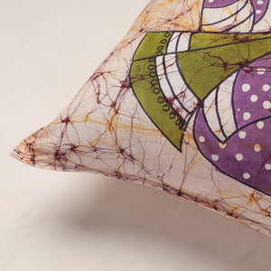 Beige - Hand Batik Printed Pure Cotton Cushion Cover (18 x 18 in)