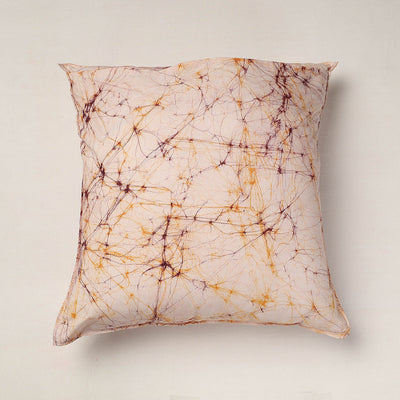 Beige - Hand Batik Printed Pure Cotton Cushion Cover (18 x 18 in)