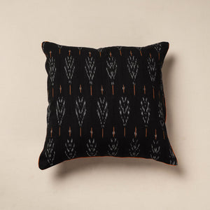 Black - Pochampally Ikat Cotton Cushion Cover (16 x 16 in)