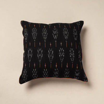 Black - Pochampally Ikat Cotton Cushion Cover (16 x 16 in)