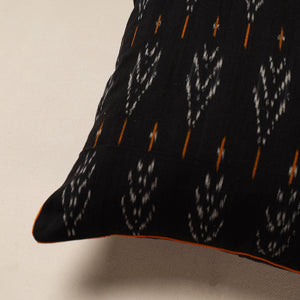 Black - Pochampally Ikat Cotton Cushion Cover (16 x 16 in)