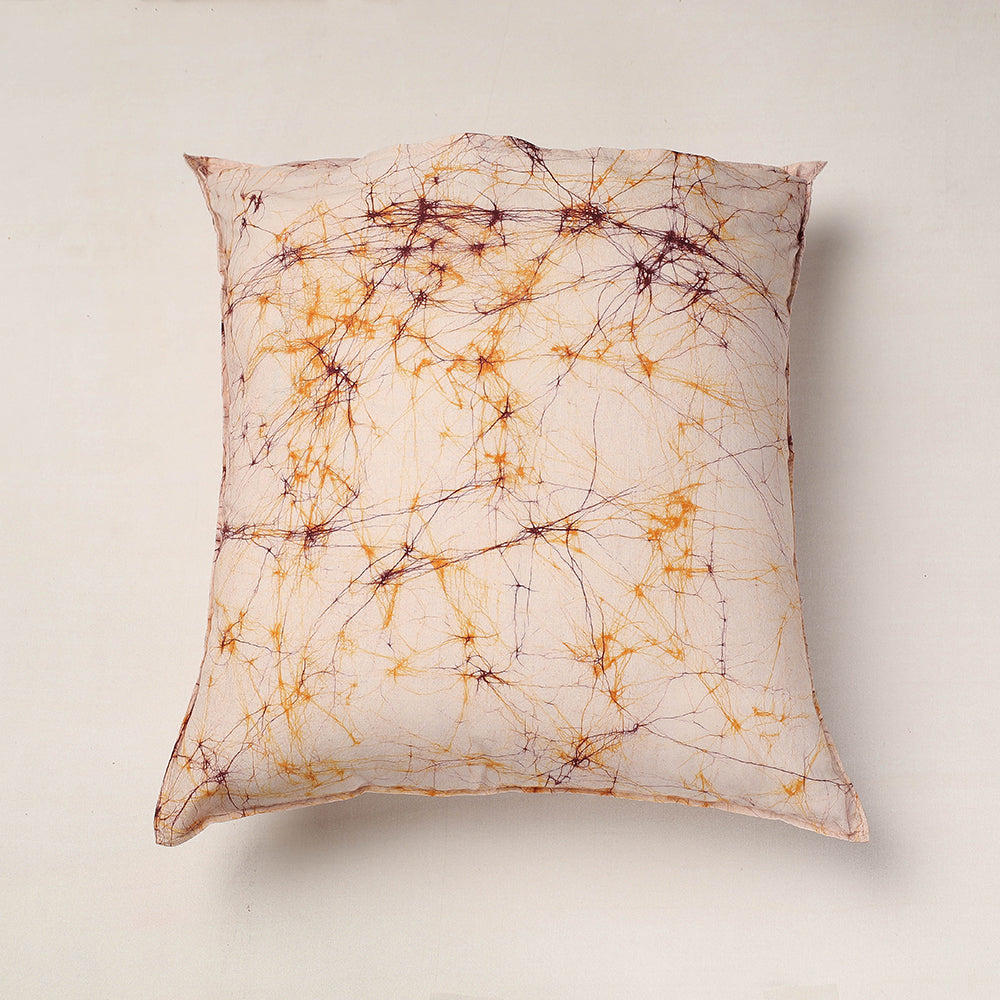 Beige - Hand Batik Printed Pure Cotton Cushion Cover (18 x 18 in)