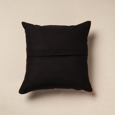 Black - Pochampally Ikat Cotton Cushion Cover (16 x 16 in)
