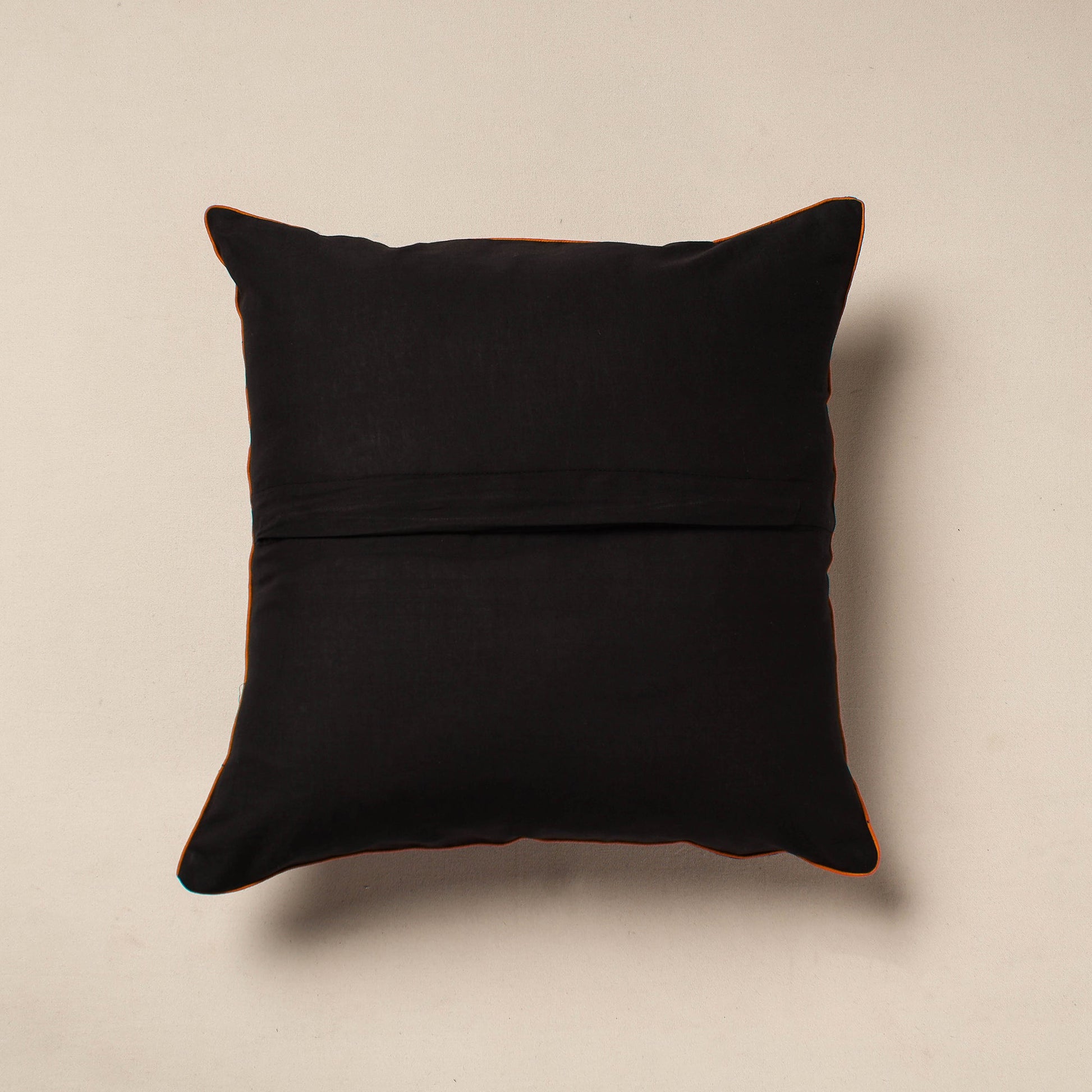 Black - Pochampally Ikat Cotton Cushion Cover (16 x 16 in)