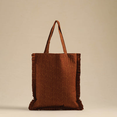 Brown - Handcrafted Cotton Frill Jhola Bag 03