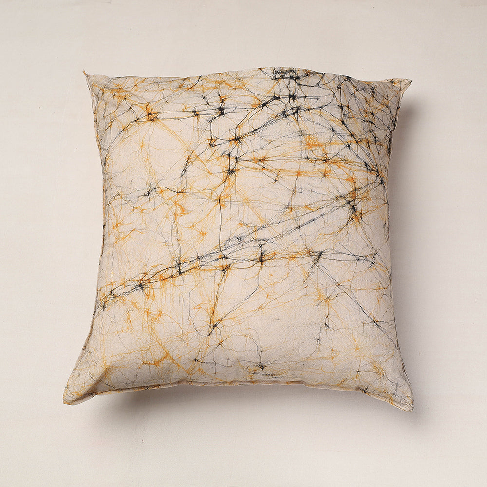 Beige - Hand Batik Printed Pure Cotton Cushion Cover (18 x 18 in)