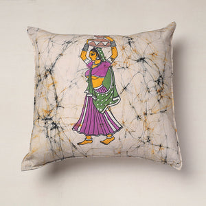 Beige - Hand Batik Printed Cotton Cushion Cover (18 x 18 in)