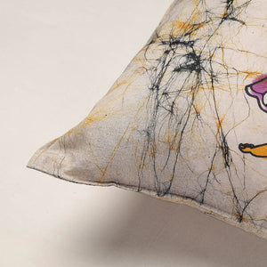 Beige - Hand Batik Printed Cotton Cushion Cover (18 x 18 in)