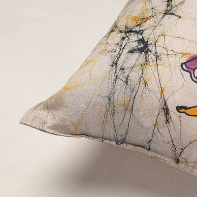 Beige - Hand Batik Printed Cotton Cushion Cover (18 x 18 in)