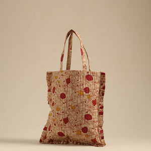 Beige - Handcrafted Cotton Frill Jhola Bag 11