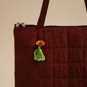 Brown - Handcrafted Quilted Cotton Hand Bag 38