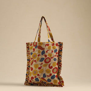 Beige - Handcrafted Cotton Frill Jhola Bag 12