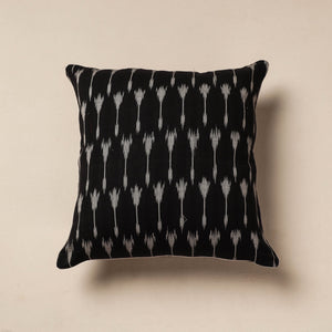 Black - Pochampally Ikat Cotton Cushion Cover (16 x 16 in)