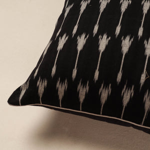 Black - Pochampally Ikat Cotton Cushion Cover (16 x 16 in)
