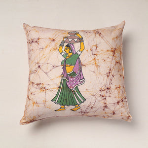 Beige - Hand Batik Printed Cotton Cushion Cover (18 x 18 in)