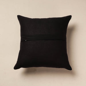 Black - Pochampally Ikat Cotton Cushion Cover (16 x 16 in)